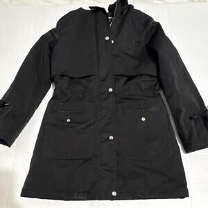 Karl Lagerfeld Paris Black Quilted Lined Hooded Utility Jacket Coat